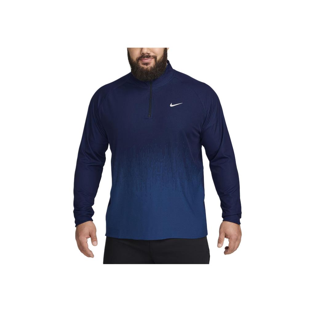 Nike Dri-FIT ADV 1/2-Zip Golf Top Gradient Logo Print Stand Collar Long Sleeve T-Shirt Men Tops Dark-Blue FD5833-410