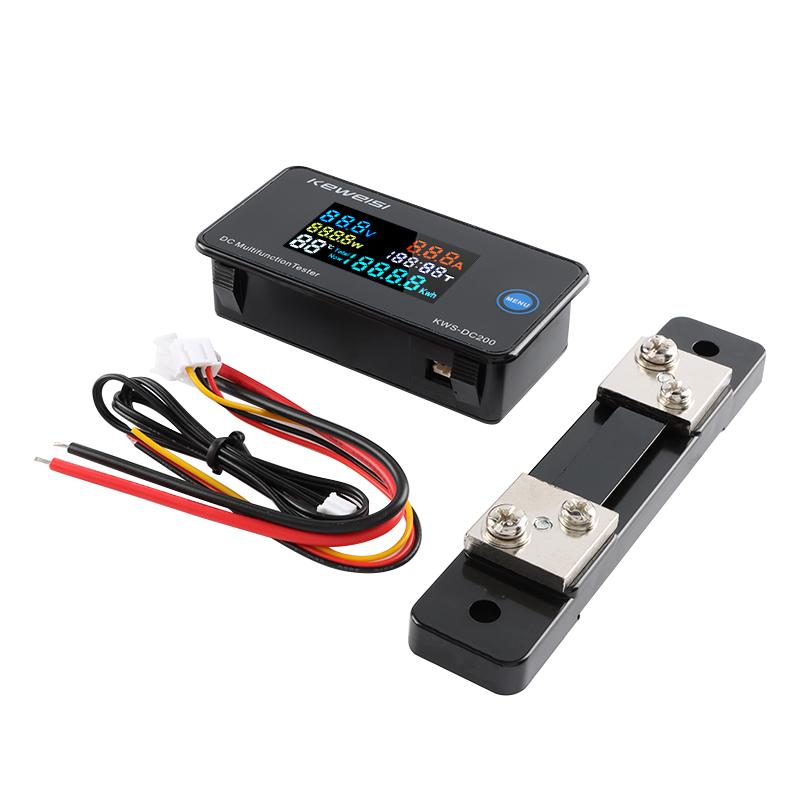 KWS-DC200 Digital Voltmeter 0-200V Voltage Seven Functions Power Energy Meter LED Color Display Wattmeter 0-10/50/100A