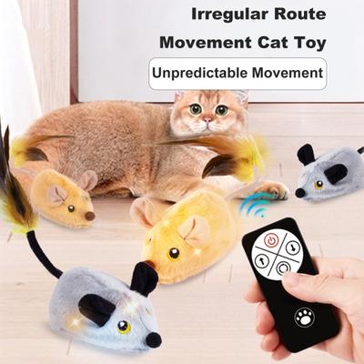 Интерактивная мышь, движущаяся игрушка для кошек, перезаряжаемая, автоматическая, движущаяся плюшевая мышь для домашних кошек, активируемая прикосновением, пищащая игрушка с дистанционным управлением
