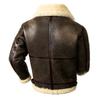 Men's Natural Shearling Thickened Warm Sheepskin Coat B3 Air Force Pilot Leather Jacket Brown European Size Winter Coat