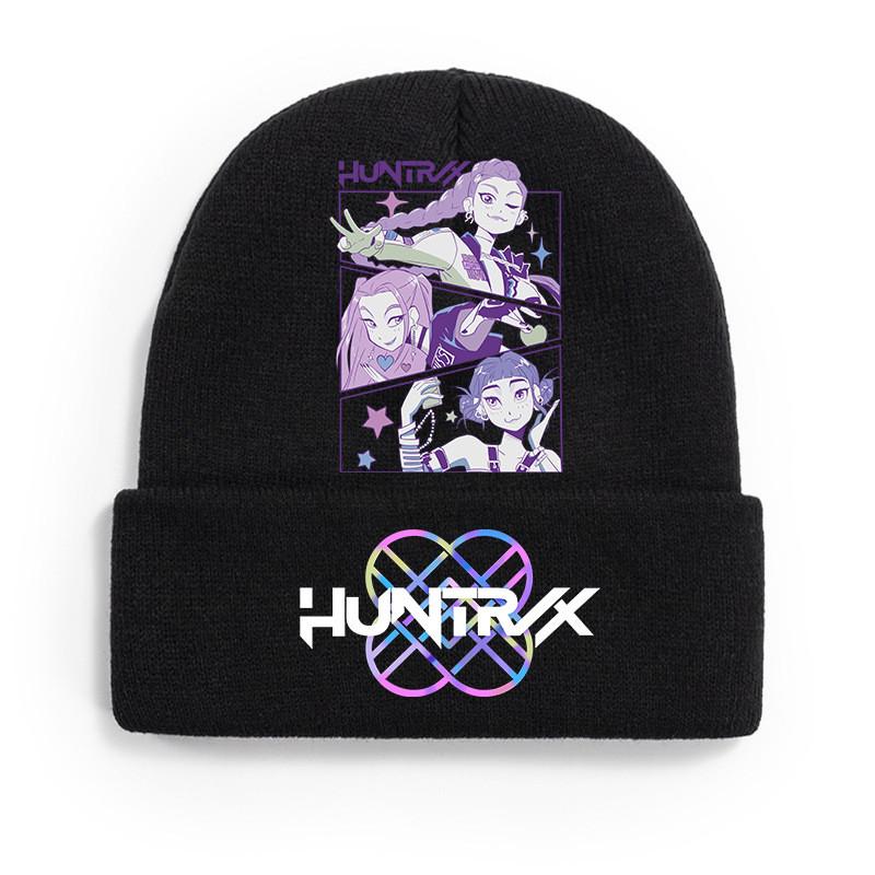 Kids Boys Girls Demon Hunters Derpy Rumi Zoey Mira Printed Knitted Hat Thread Velvet Cap Autumn Winter Warm Knitted Hat