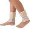 1 Pair Winter Ankle Covers Knitted Anti-slip Solid Color Button Decor Elastic Twisted Texture