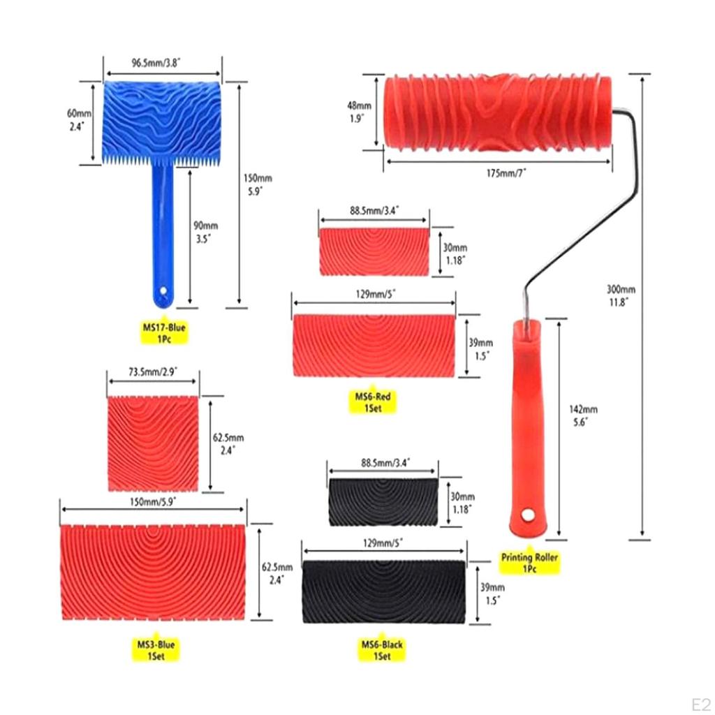 8x Wood Graining Painting Tool Set Imitation Texture Reusable Paint Look Like for Deck