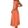 Summer new European and American off-shoulder orange dress with ruffled hem waist for slimming mid-length vacation dresses