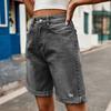 Summer Women's Denim Shorts Ripped Crimped Five-point Denim Shorts Casual Pants