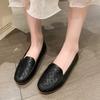 Embroidery Soft Leather Moccasin Women's Shallow Loafer Ladies Slip On Nurse Shoes Durable Dance Walking Shoes Woman Black Flats