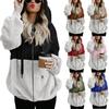 Contrasting Color Sweater Women's Autumn/Winter New Zipper Long Sleeve Pocket Thick Hooded Sweater