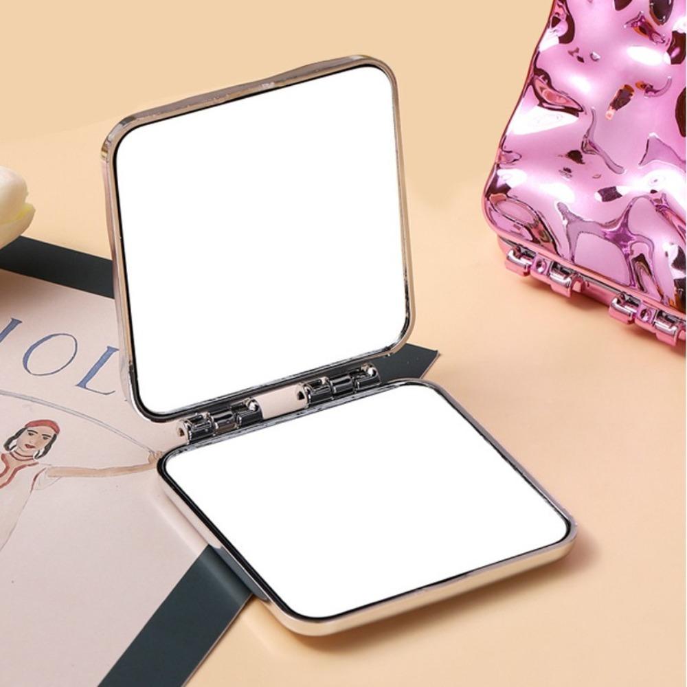Square Foldable Plating Makeup Mirror Double-sided Compact Pocket Mirror  Travel Accessories