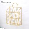 Корзина для хранения из золотистого металла в скандинавском стиле, переносная полка для книг, газетная стойка для хранения, украшение для стен гостиной