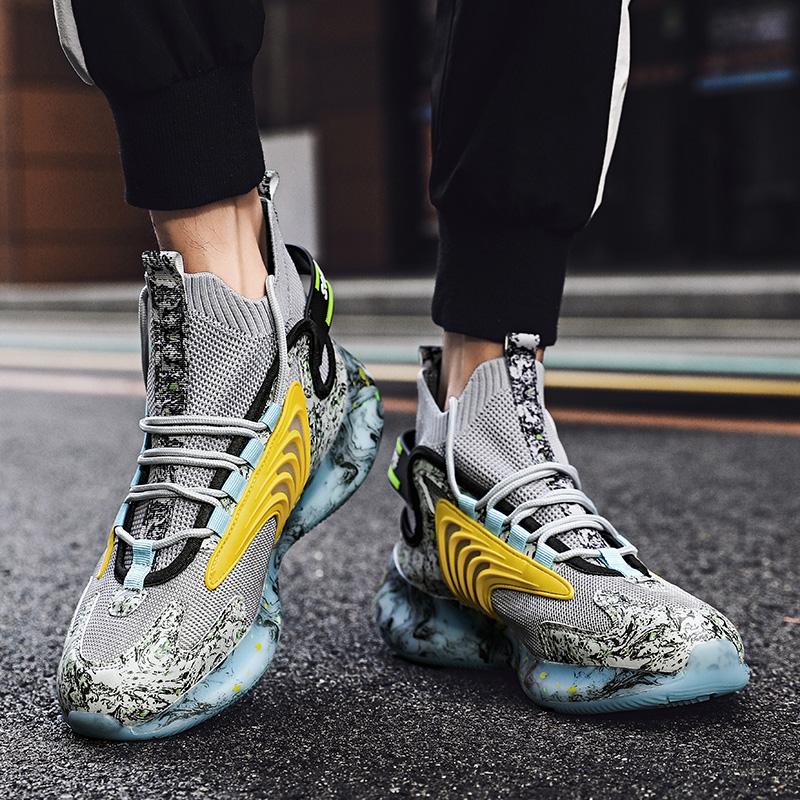 Летняя тканая дышащая спортивная обувь унисекс с высоким берцем 35-47 лет, большие размеры, высокие кеды для фитнеса