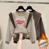 Children's Casual Graffiti Love Hoodie Autumn and Winter Girls' Ruffled Long-sleeved Coat