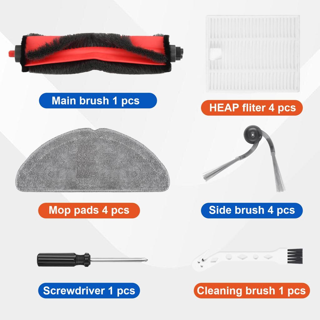 Stone sweeping robot Q7 series 15 piece replacement accessory set 1 roller brush 4 Rag 4 filter screen 4 side brush 1 small screwdriver 1 goose