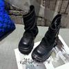 Chunky Women Ankle Boots Platform Designer Mid Heels Shoes 2025 Trend Winter Goth Fashion Classic Pumps Motorcycle Botas Mujer
