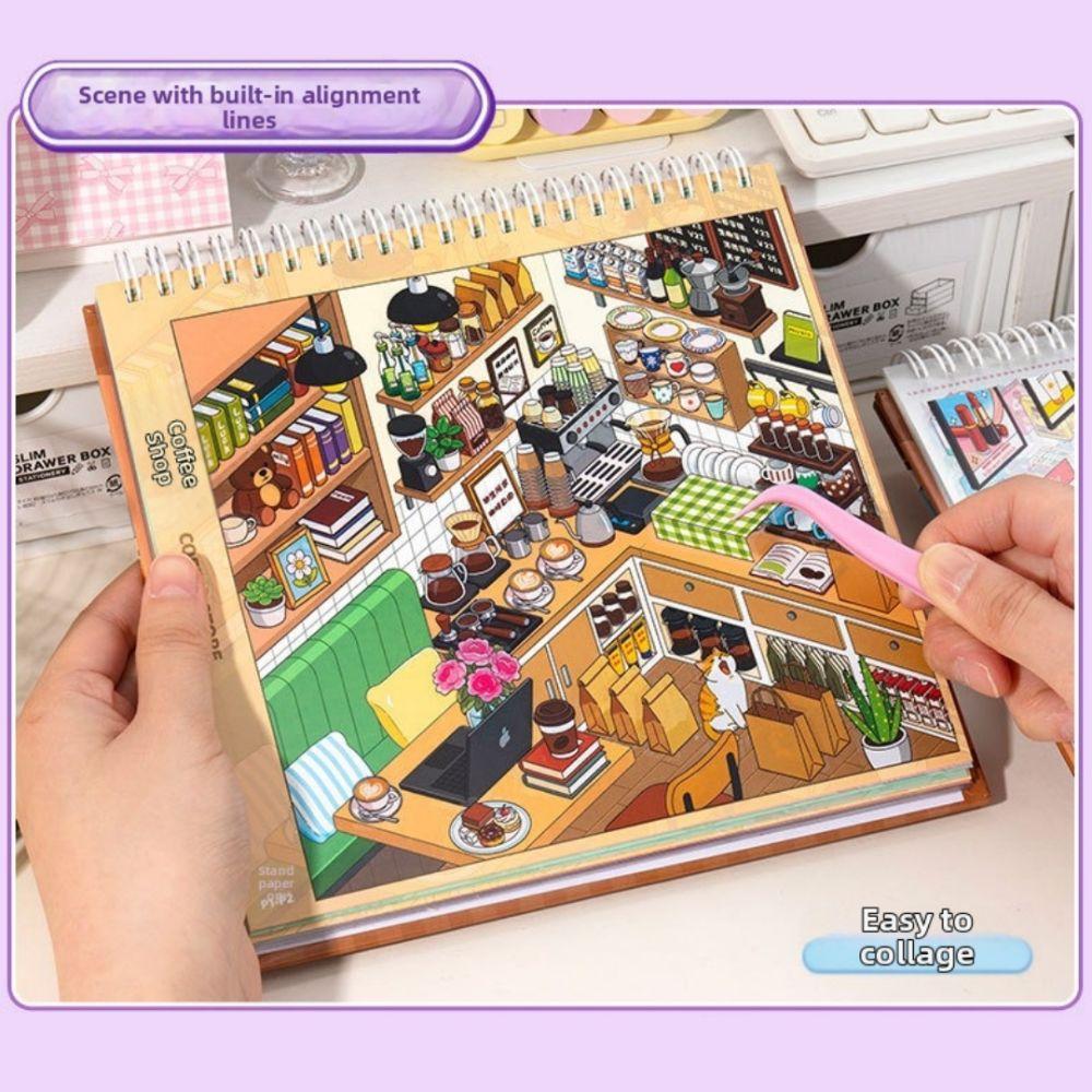 Shop Scene Sticker Book 10 Scenes 33 Sheets Miniature Scene Sticker Scenery Stickers Children Toy