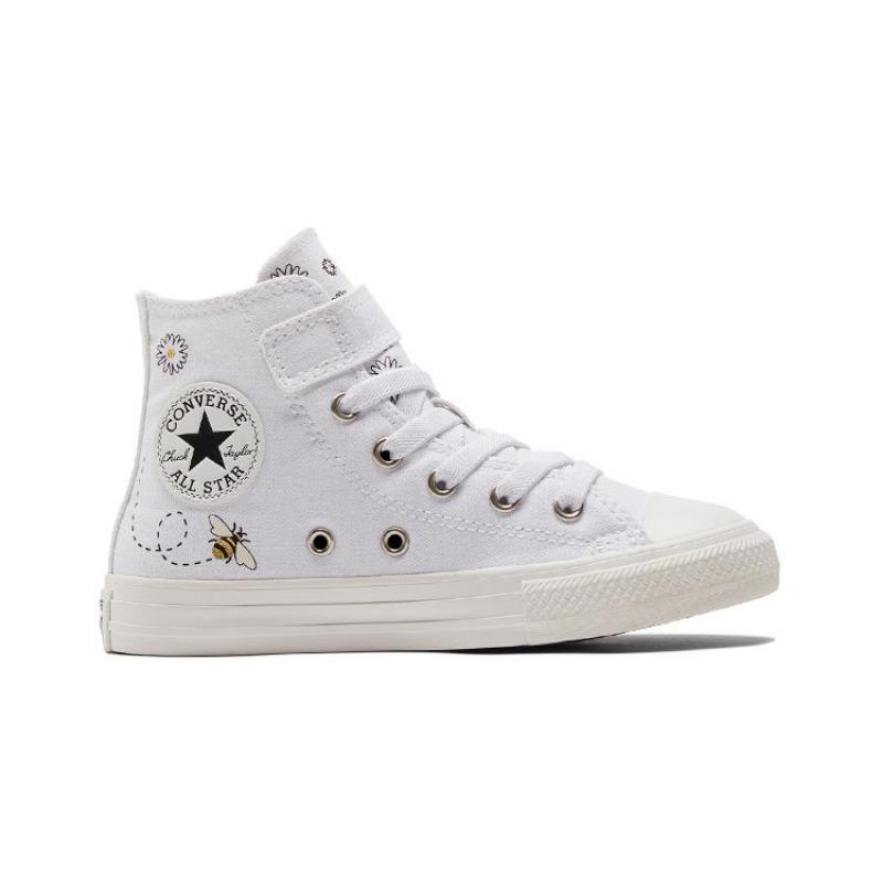 Converse Кеды Chuck Taylor All Star 1V для детей, высокие, холщовые, бело-черные A01619C