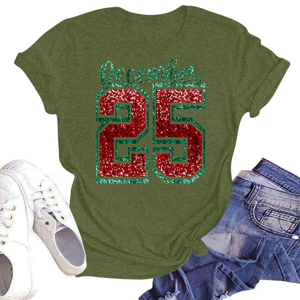 Women's Fashion Printed Round Neck Short Sleeve T-Shirt Pullover Top