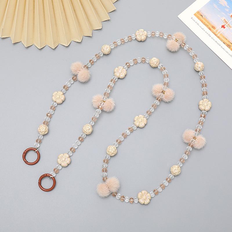 Plush Bead Crossbody Chain Phone Strap Crossbody Lanyard Backpack Lanyards Long Mobile Phone Rope Pendant Camera Strap