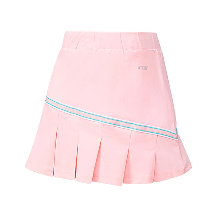Li Ning Badminton Series Color Block Mid Waist Pleated Casual Skirt Women Skirts Light-Pink ASKU120-4