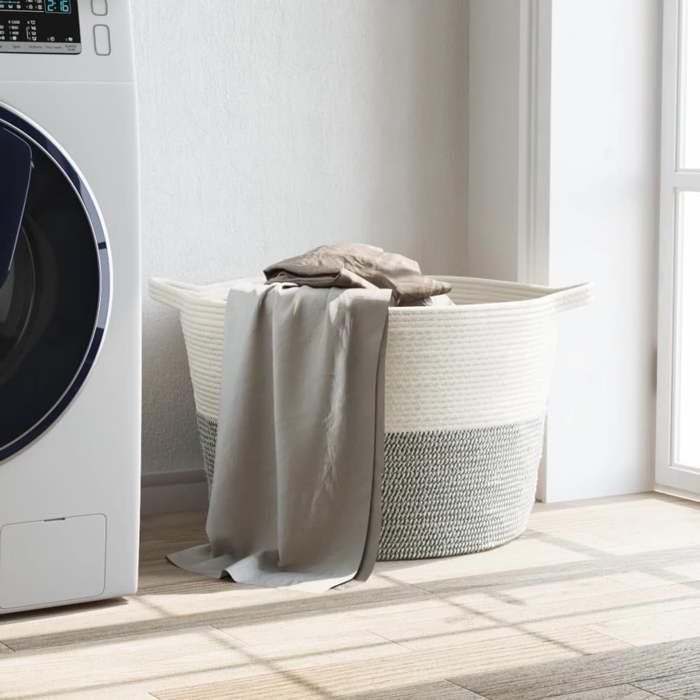 VidaXL Panier à Linge, Corbeille à Linge avec Poignées, Coffre à Linge avec Rangement, Organisateur de Salle de Bain, Gris 358474