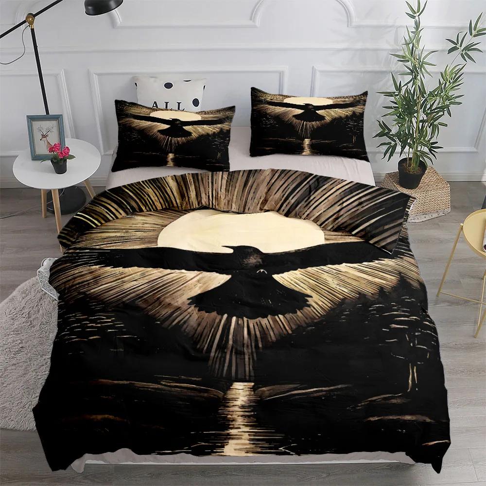 Комплект постельного белья Floral Garden Gothic Raven King Queen Double Full Twin Single Size