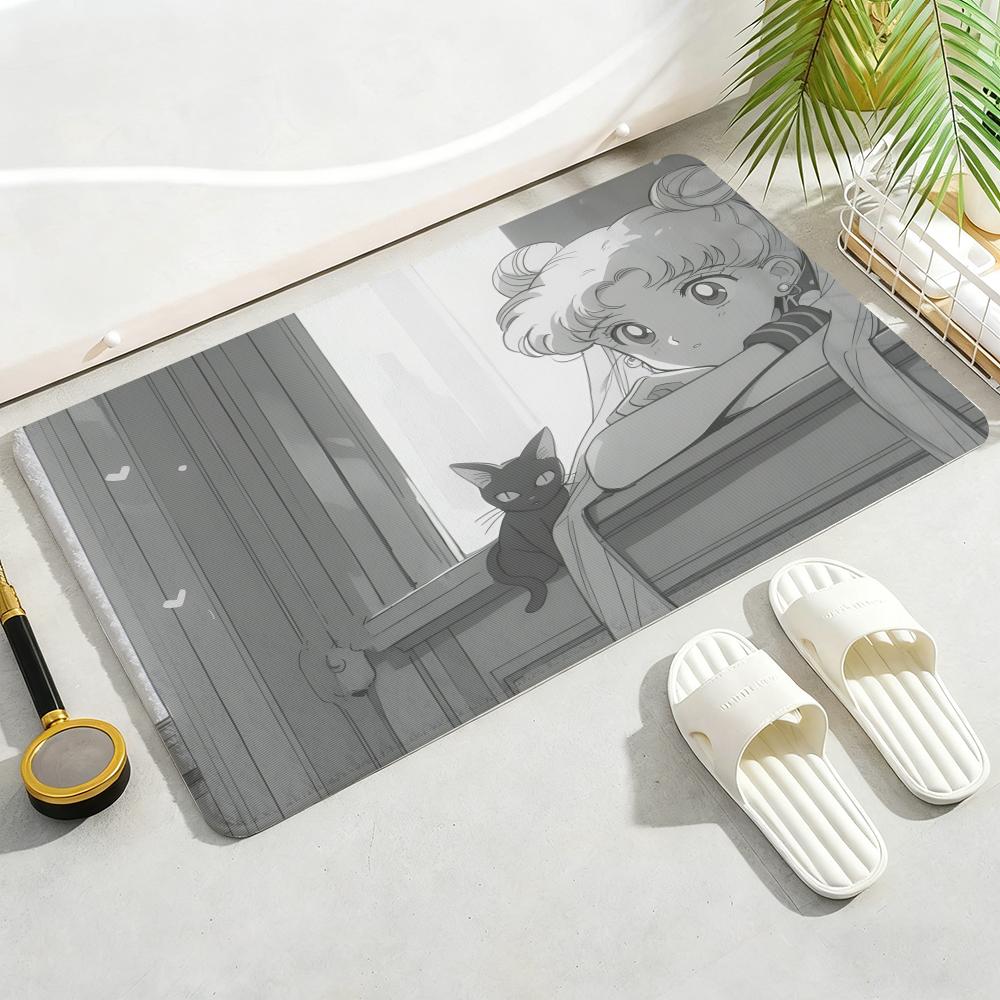 ANIME S-SAILOR-MOON Floor Mat Soft Thickened Non-Slip Door Mat for Living Room Home Decor Flannel Rugs