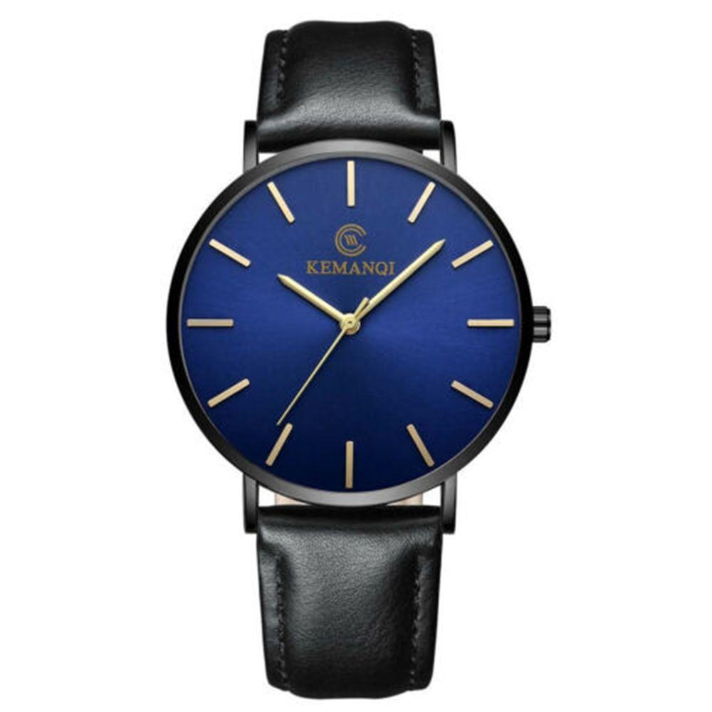 Gifts Fashion Business Simple Quartz Wrist Watch Men Watch 6.5mm Ultra Thin Genuine Leather Strap