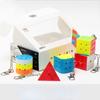 6PCS Twist Ball Cylinder Piramix 3x3 22 Z CUBE Mini Keychain Z-CUBE 2*2 3*3 Small Keyring Cubic Puzzle Set Magic Cubomagical Kit