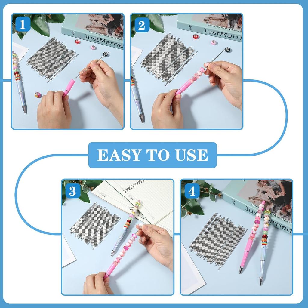 50PCS Pen Extenders for Beadable Pens, 4.6 Inch Stainless Steel Blank Bars for Beadable Pens Beaded Pen Extender Rods Beadpen Bar Extender Beaded