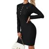 Темперамент и элегантность верхняя одежда осень женские тонкие черные трикотажные платья с длинным рукавом