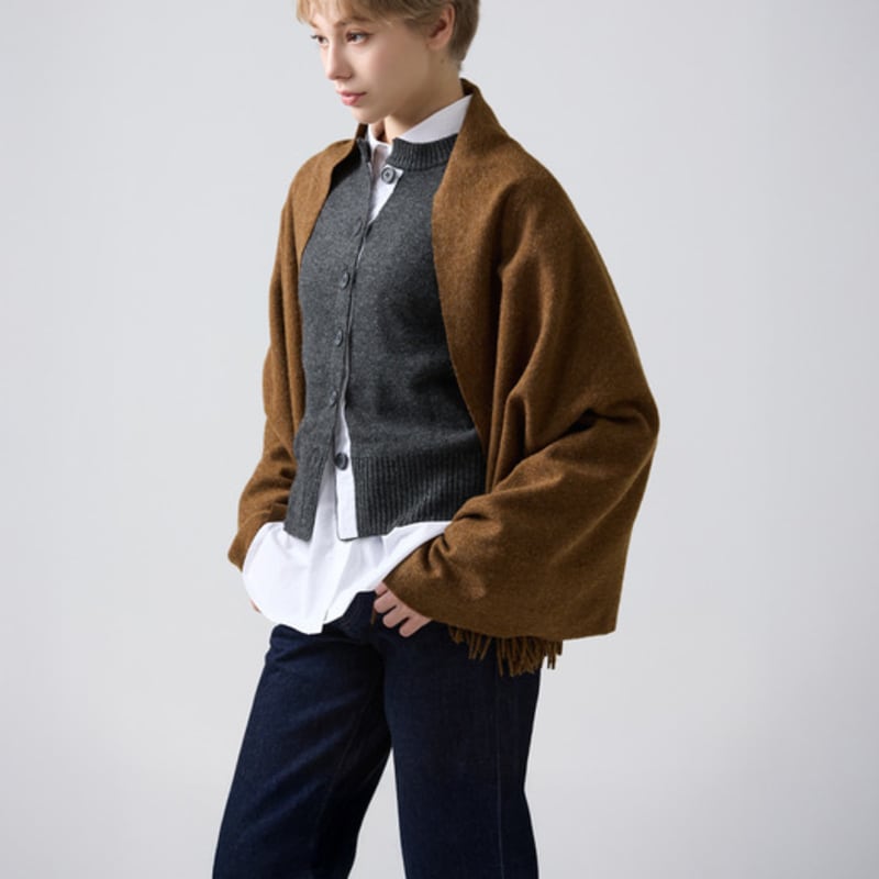 ABRAHAM MOON Merino Wool Shawl 70cm - Chocolate