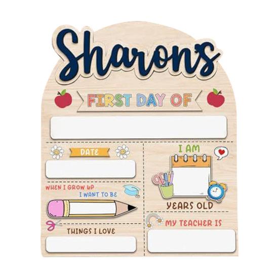 Табличка «Первый день в школе» Деревянная табличка с вехой образования Сувенирная доска для рисования маркером Подарки детям на «Снова в школу»