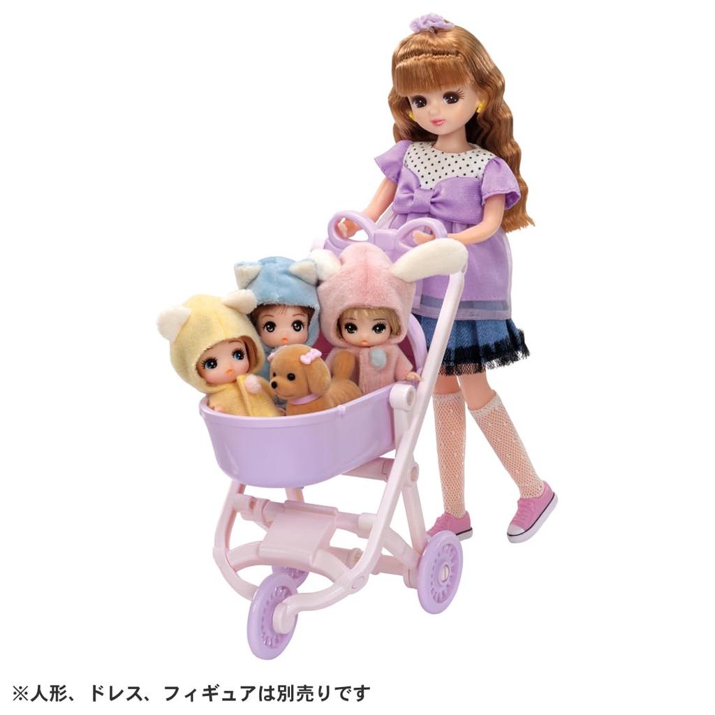 Takara Tomy Outing Pretend Play Toy 3 and Licca-chan LF-11 3-Way Toy Stroller, Dress-Up, (Ages up)