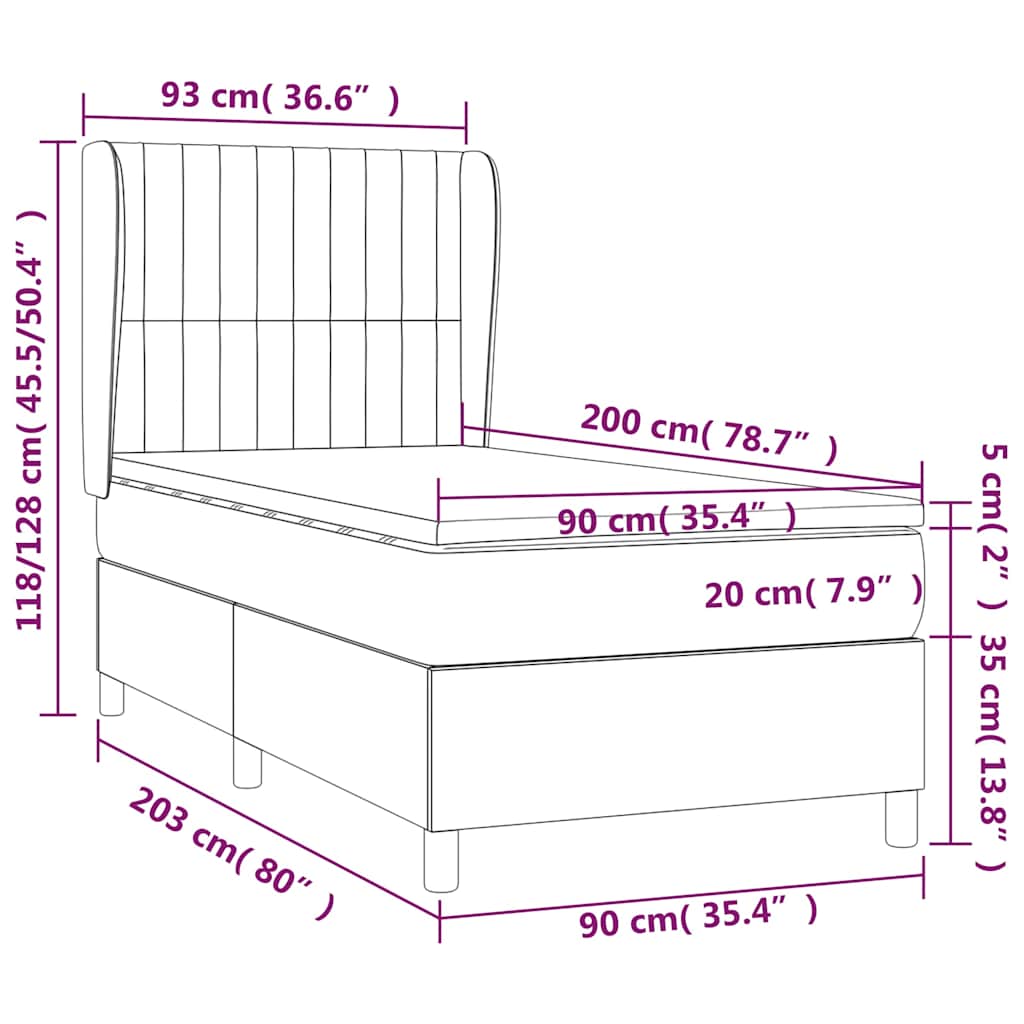 Box Spring Bed with Mattress Dark Green 90x200 cm Velvet