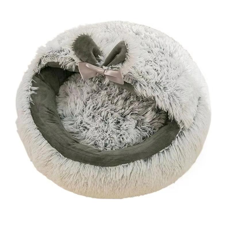 Кровать-пещера для кошки закрытая на зиму, для животных, котят, щенков, маленьких собак, теплая, противоскользящая, гнездо, товары для животных, балкон