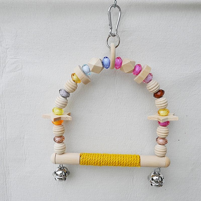 Bird Toy Comfortable Swing with Hemp Rope Wooden Standing Pole Building Blocks Chewing and Grinding Teeth Supplies