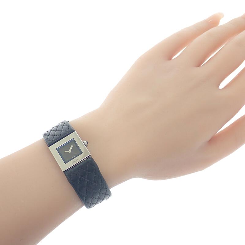 Chanel H0116 Часы черные/серебристые нержавеющая сталь/кожа женские черный циферблат