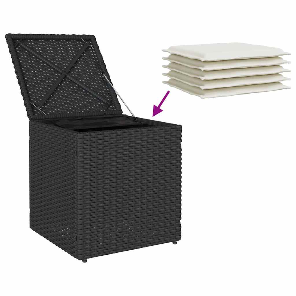 Garden Stool with Cushion 2 pcs Black 40x40x43 cm Poly Rattan