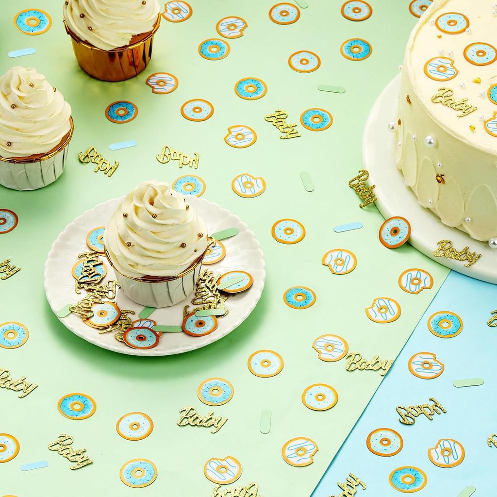 JOYMEMO 200 Pieces Donut Sprinkled With Love Confetti for Boy, Baby Shower Decorations, Baby Blue Donut Table Sprinkles Party Supplies