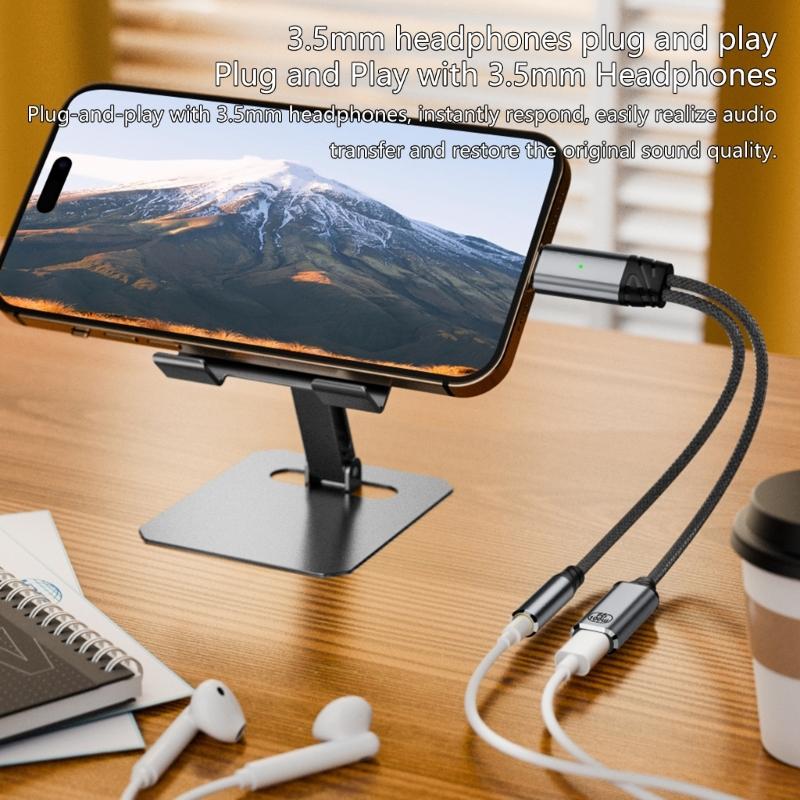 Кабель-адаптер USB C на наушники и зарядку 2 в 1 PD100W Быстрая зарядка Type C на переходник для наушников