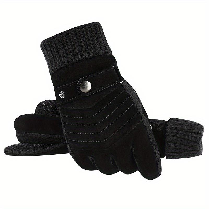 Gloves Men's Winter Cycling Motorcycle Windproof Cold Insulation Warm Leather Touch Screen Anti-Slip Thick Pile