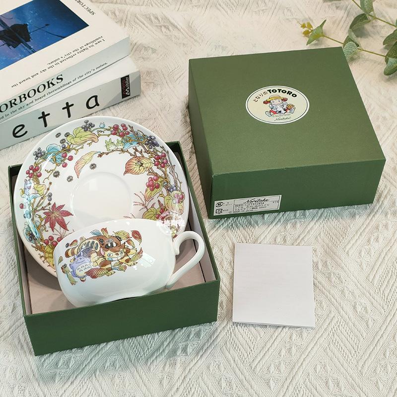 Кофейные чашки и блюдца из костяного фарфора серии «Мой сосед Тоторо» в японском стиле, январь-декабрь