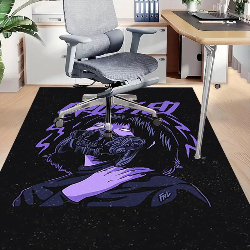 1pc CROSSED MASK Home Office, Durable Polyester Floor Mat with Easy, Office Decor, Urban Style, Nonslip Backing