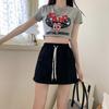 Fake Two Sports Shorts Women's Summer High-waisted Design Sense of Anti-slip A-line Short Culottes