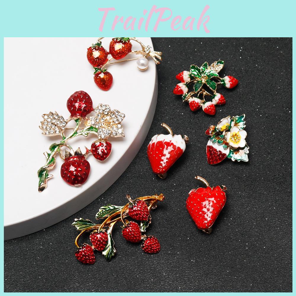 Сплавная брошь «Клубничный цветок» с геометрическим фруктовым дизайном для офиса, повседневной носки и