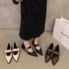 Pointed High Heels Black Mary Jane Single Shoes Women's Shoes 2025 New Spring, Autumn and Winter French Retro Small Leather Shoes