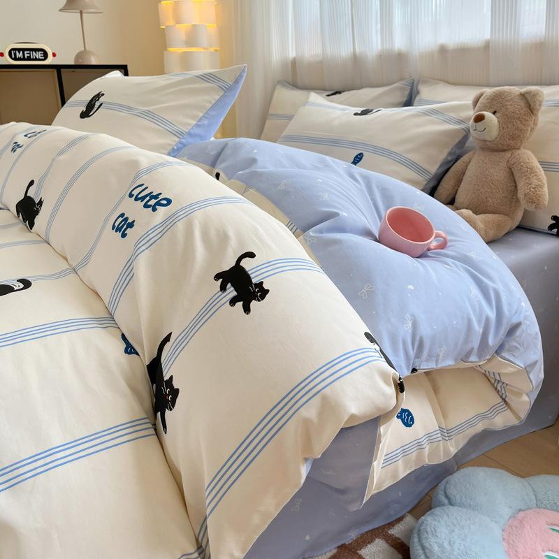 Маленький комплект из четырех предметов из чистого хлопка для спальни, сетчатый комплект из трех предметов