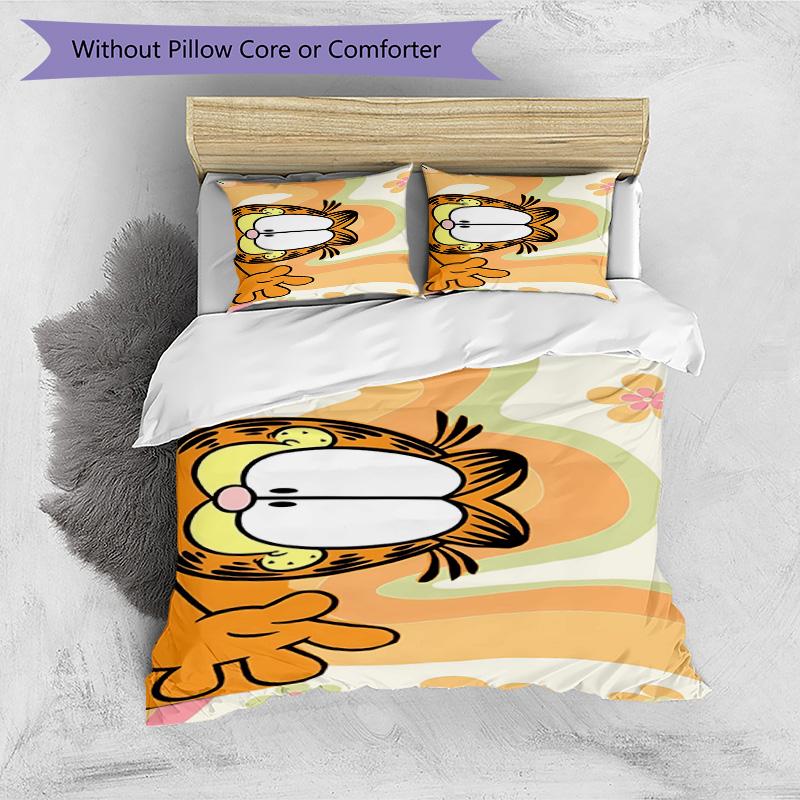 3pcs Duvet Cover Set (1*Duvet Cover + 2*Pillowcase, Without Core), Garfield Print Bedding Set, Bedroom Decor, All‑Season, Birthday Gift