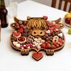 Доска для закусок Highland Cow, деревенский поднос с отделениями, деревянное блюдо для сыра, фруктов и закусок для вечеринки.