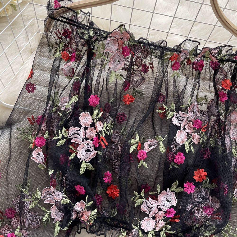 Женские рубашки с открытыми плечами Топы с длинным рукавом-фонариком Прозрачный кружевной пуловер Блузка с цветочным принтом Рубашка Блузки