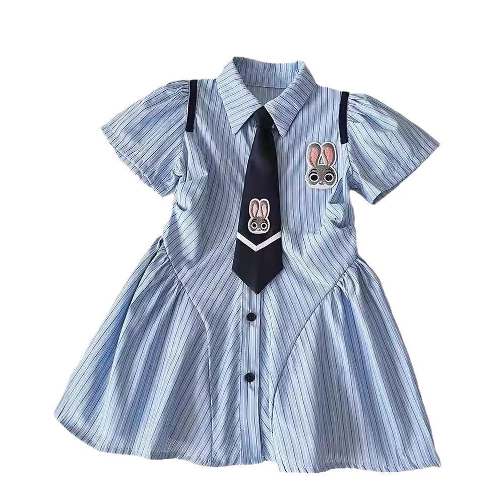 Летнее платье-поло в студенческом стиле для девочек 2024 года с короткими рукавами